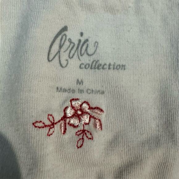 Aria Collection Floral Pink Nightgown Sleepshirt M Ribbon Trim Lace Accent READ - Picture 5 of 8